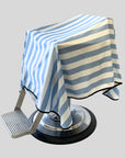 High Top Capes - Stripe Barber Cape - Banded Baby Blue