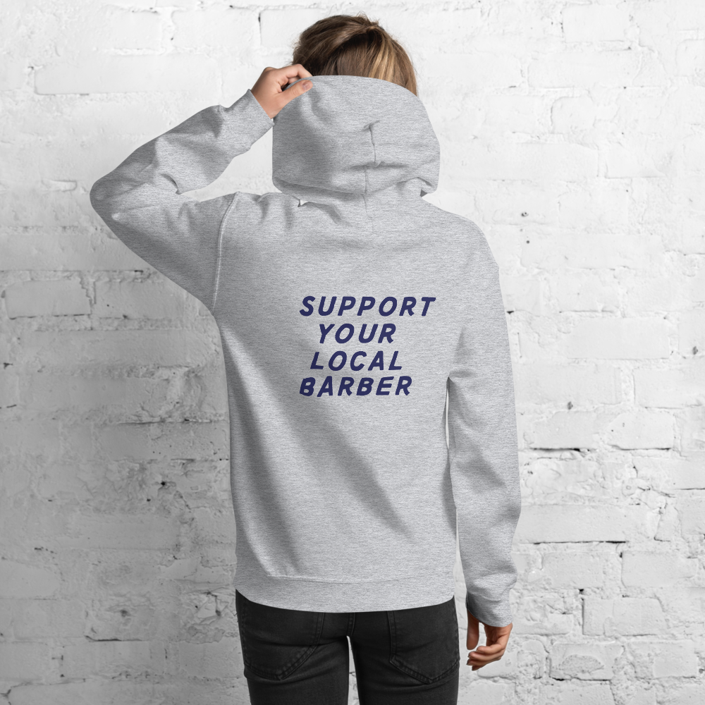 Ultimate Barber Supply - Support Your Local Barber - Unisex Hoodie (Grey)