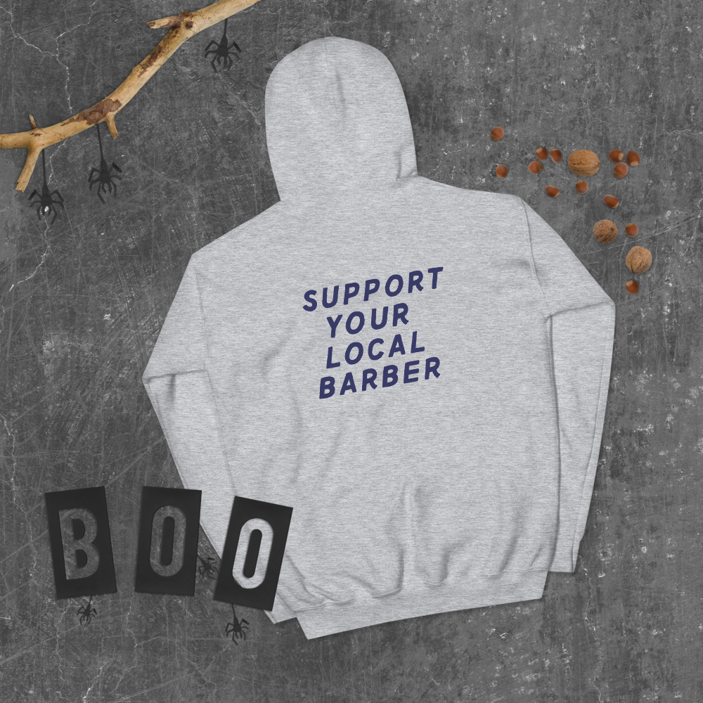 Ultimate Barber Supply - Support Your Local Barber - Unisex Hoodie (Grey)