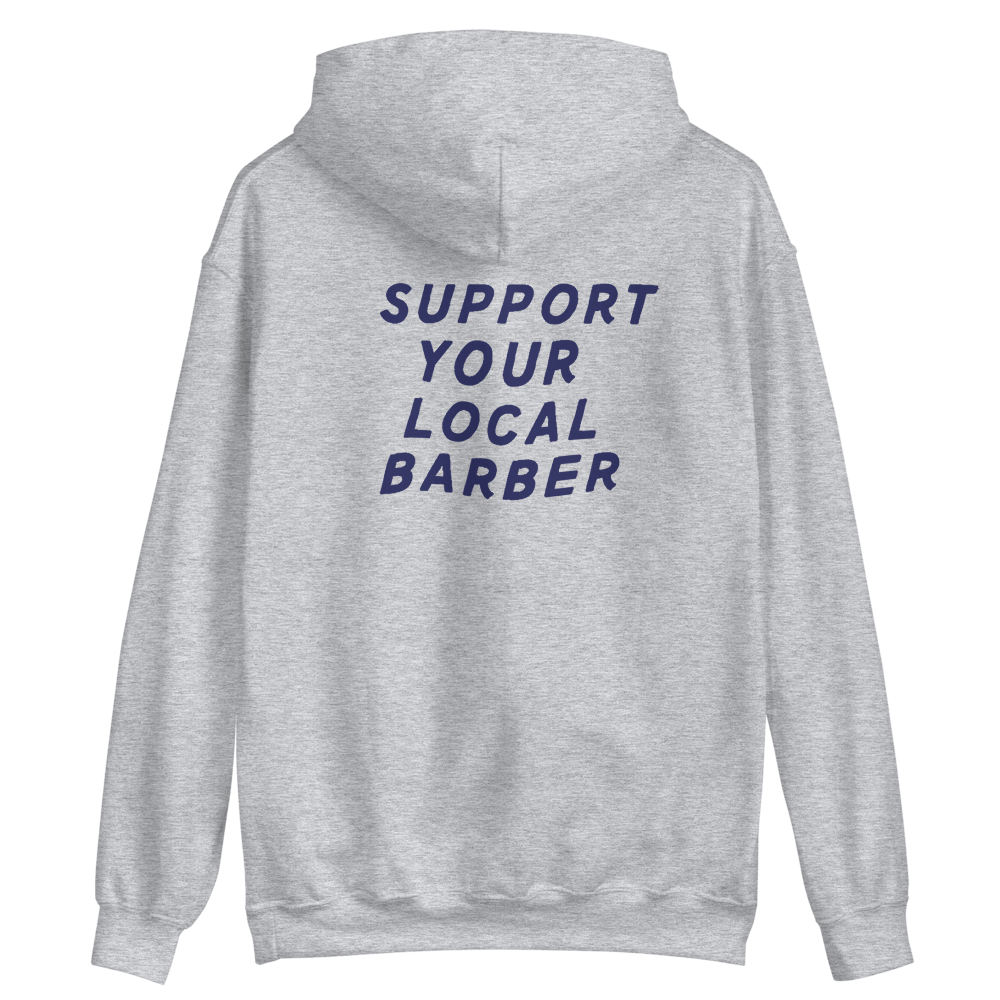Ultimate Barber Supply - Support Your Local Barber - Unisex Hoodie (Grey)