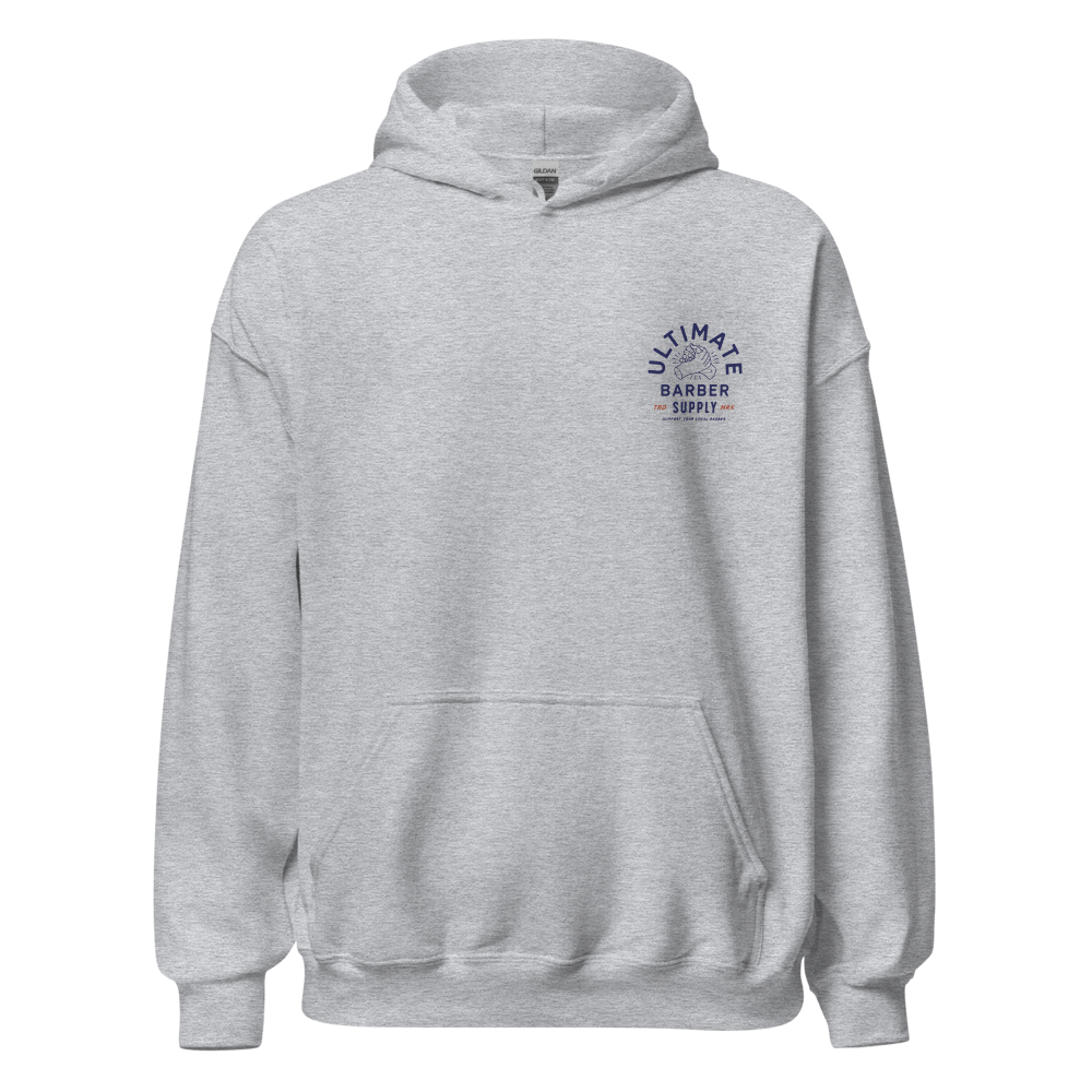Ultimate Barber Supply - Support Your Local Barber - Unisex Hoodie (Grey)