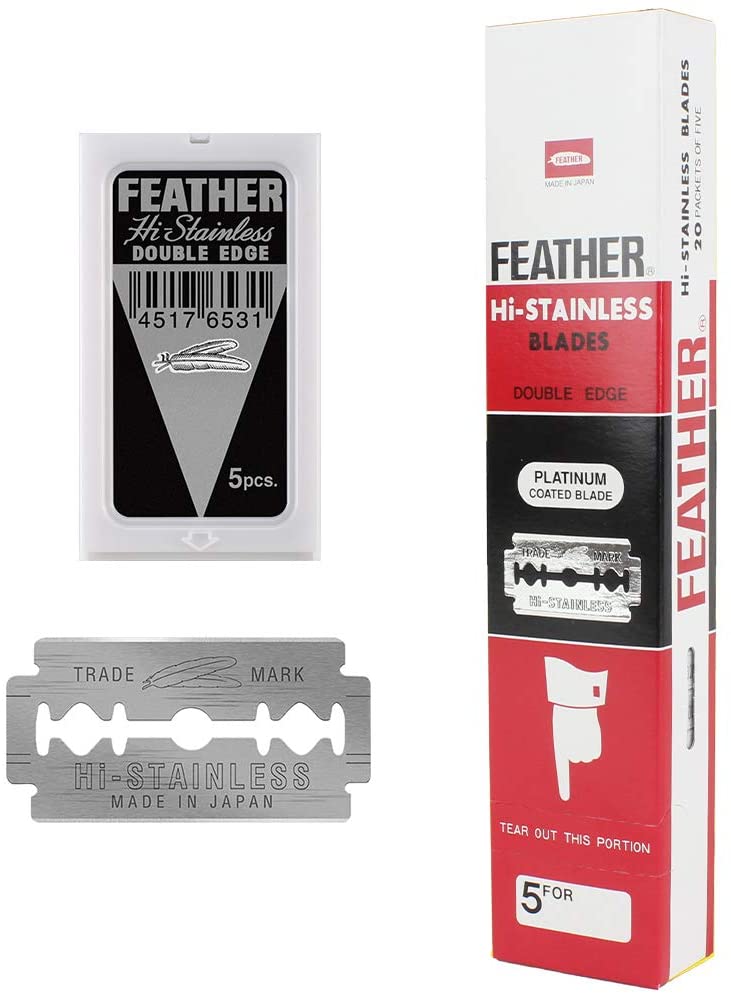 FEATHER DOUBLE EDGE RAZOR BLADE - 5 BLADE PACK OF 20