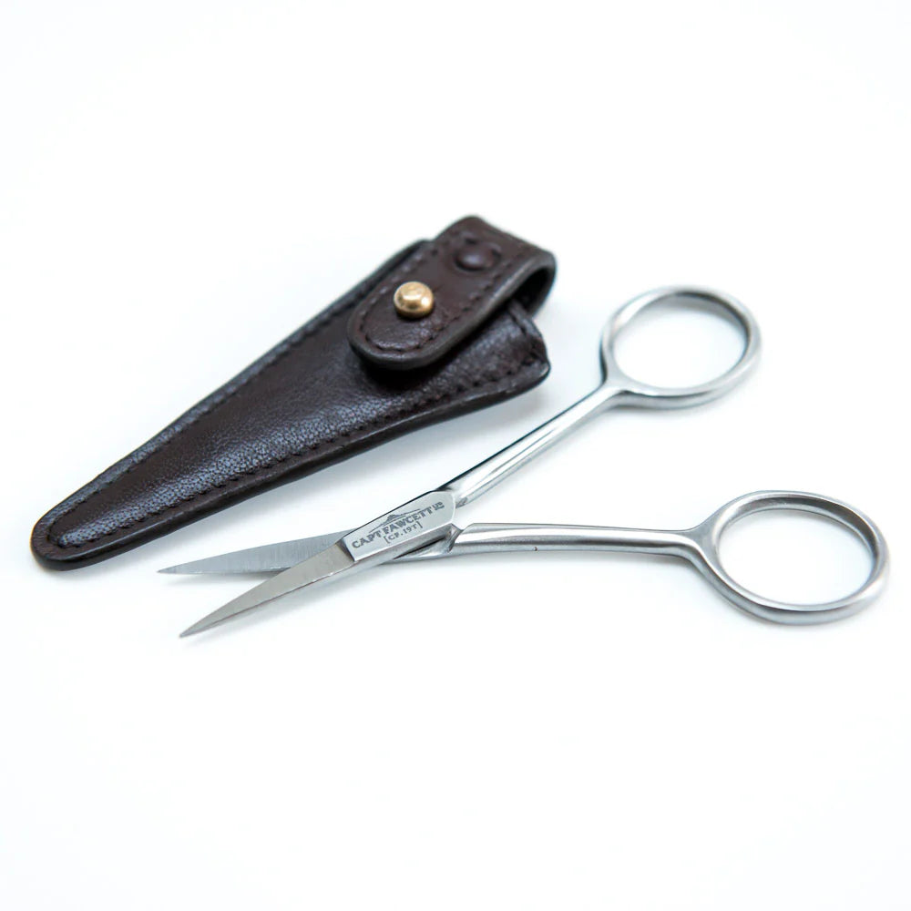 Captain Fawcett Grooming Scissors with leather pouch