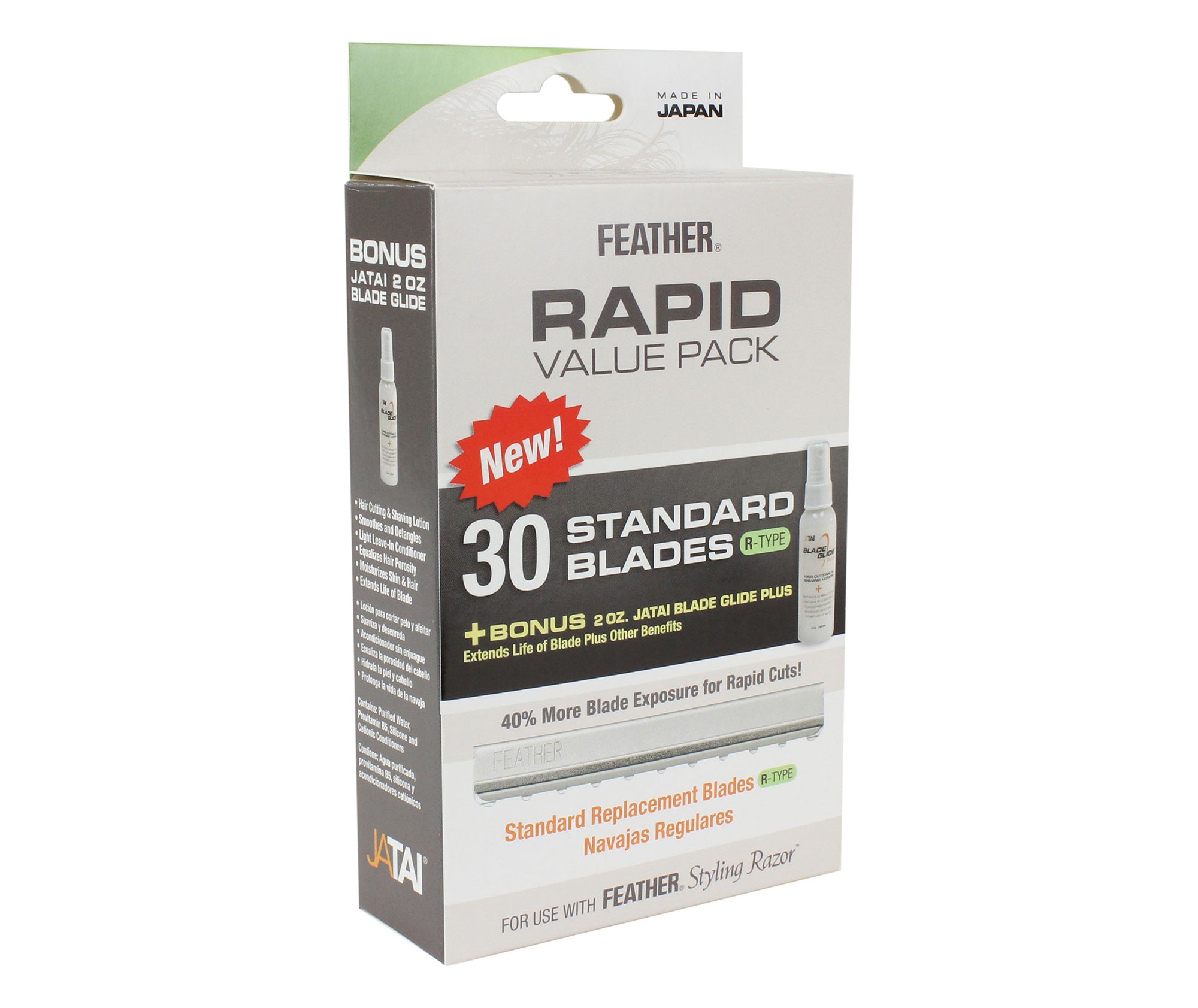 Feather Rapid Value Pack - 30 lames de type R + 2 oz. Glisser