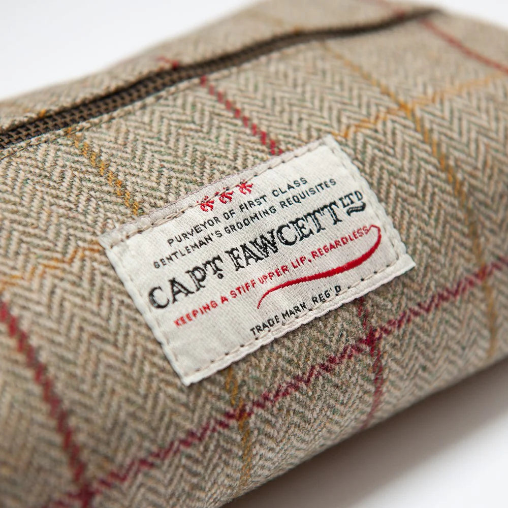 Captain Fawcett Tweed Wash Bag