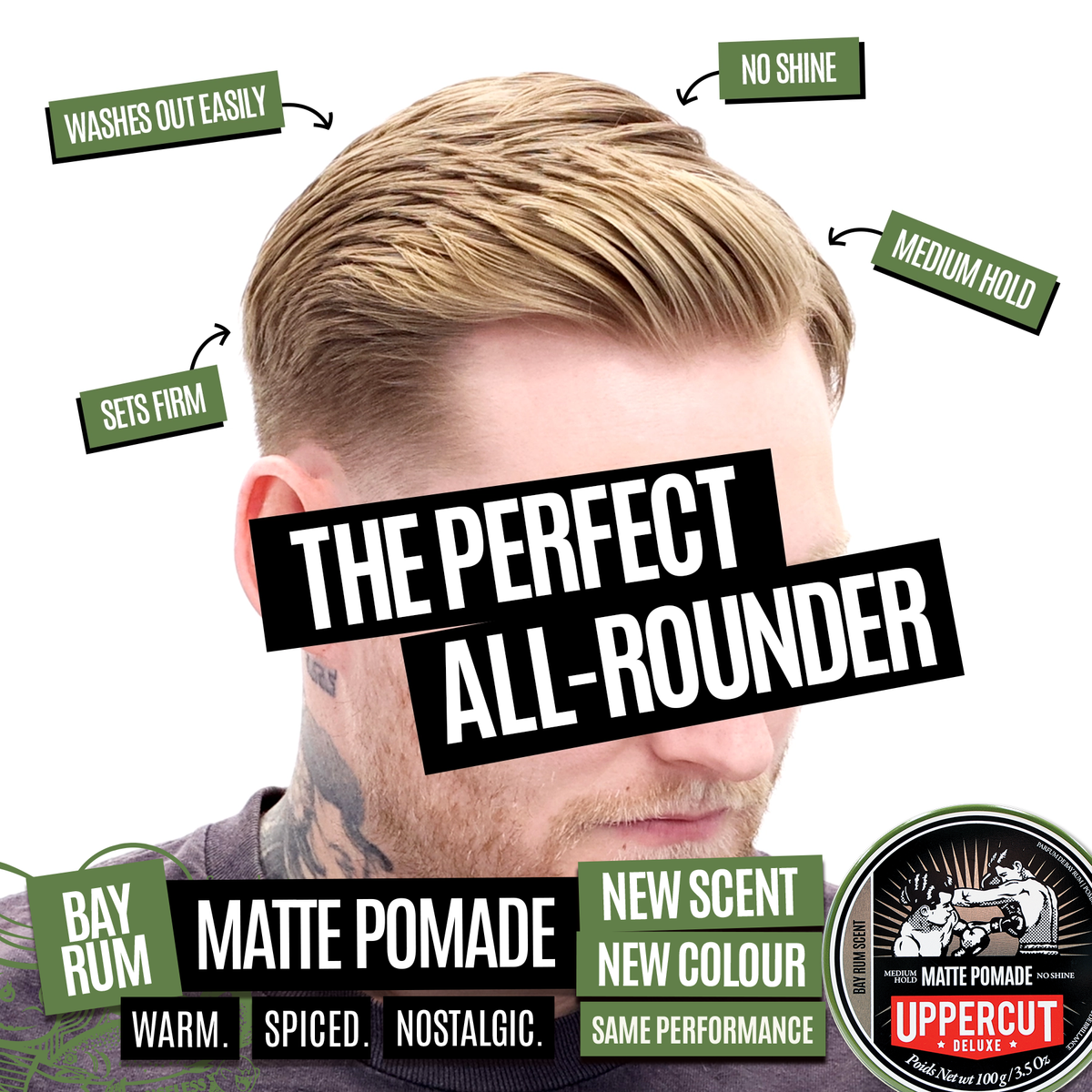 Uppercut Deluxe Matte Pomade - Bay Rum 3.5oz