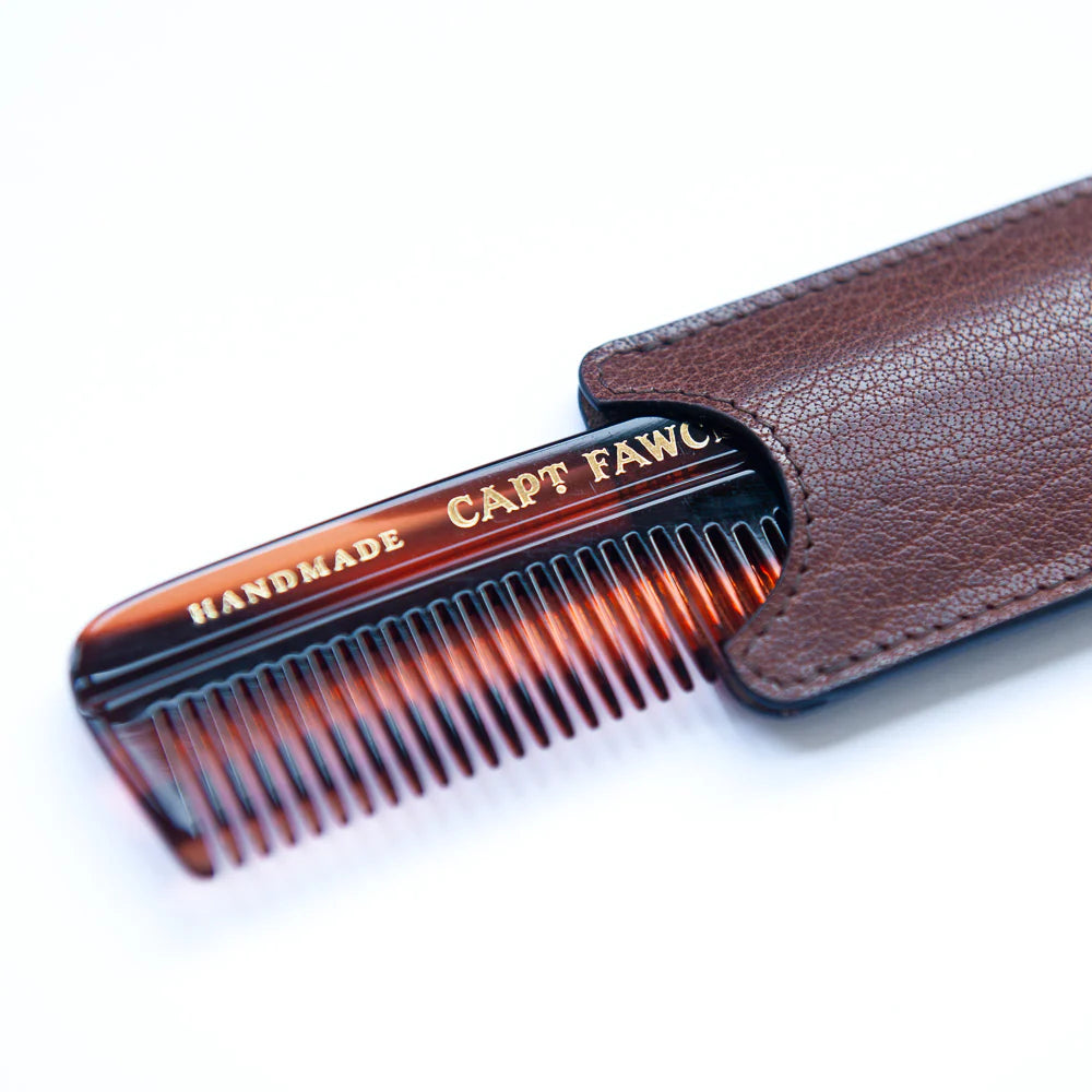 Captain Fawcett Hair Comb with Leather Case