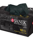 SANEK BLACK NITRILE GLOVES - 100pk