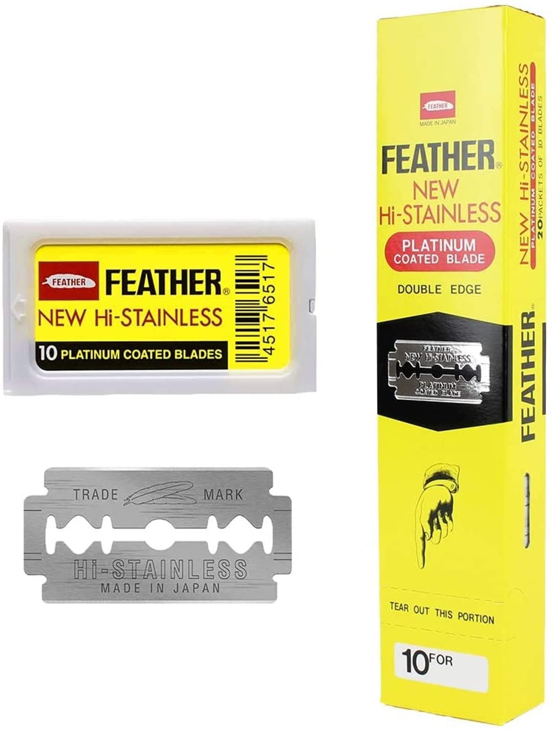 FEATHER DOUBLE EDGE RAZOR BLADE - 10 BLADE PACK OF 20